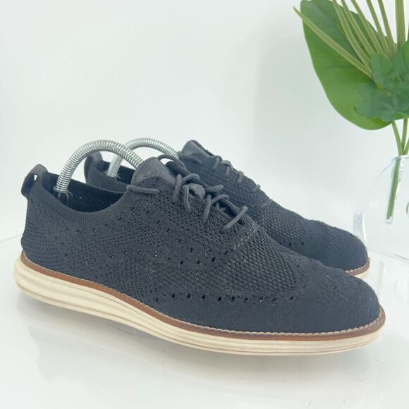 Cole Haan Mens OriginalGrand Knit Oxford Sneaker Size 8 M Black Stitchlite Shoe - Picture 1 of 13